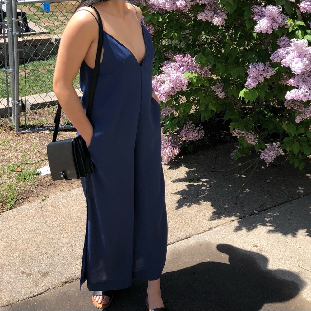 Blue V-Neck Jumpsuit